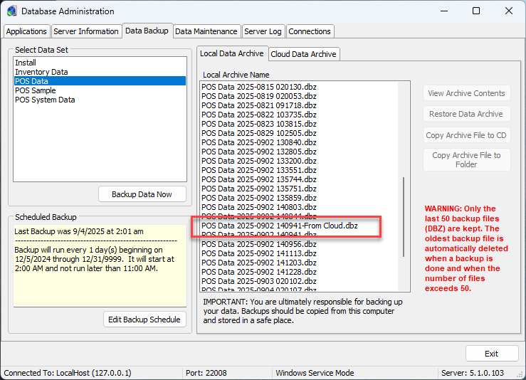 Database Administrator Cloud Restored
