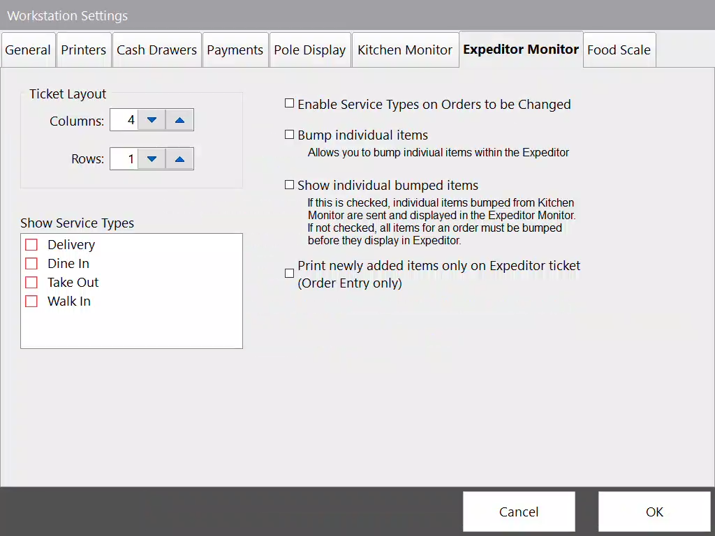 Workstation Settings Expeditor Monitor