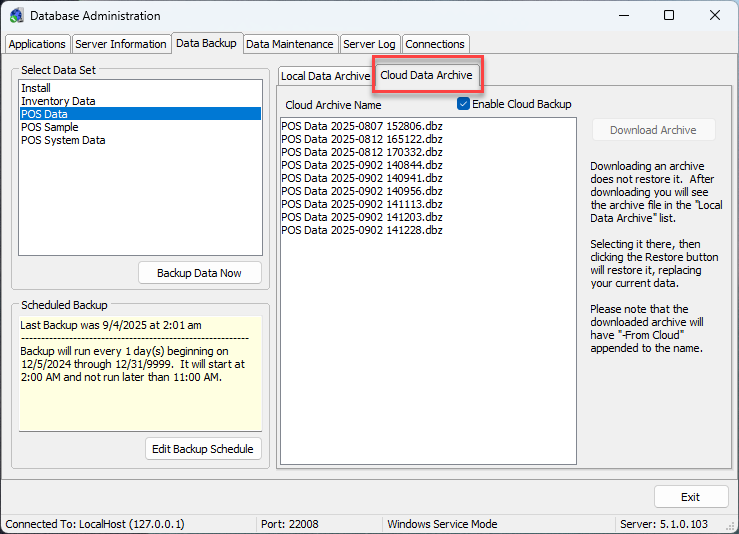 Database Administrator Cloud Backup